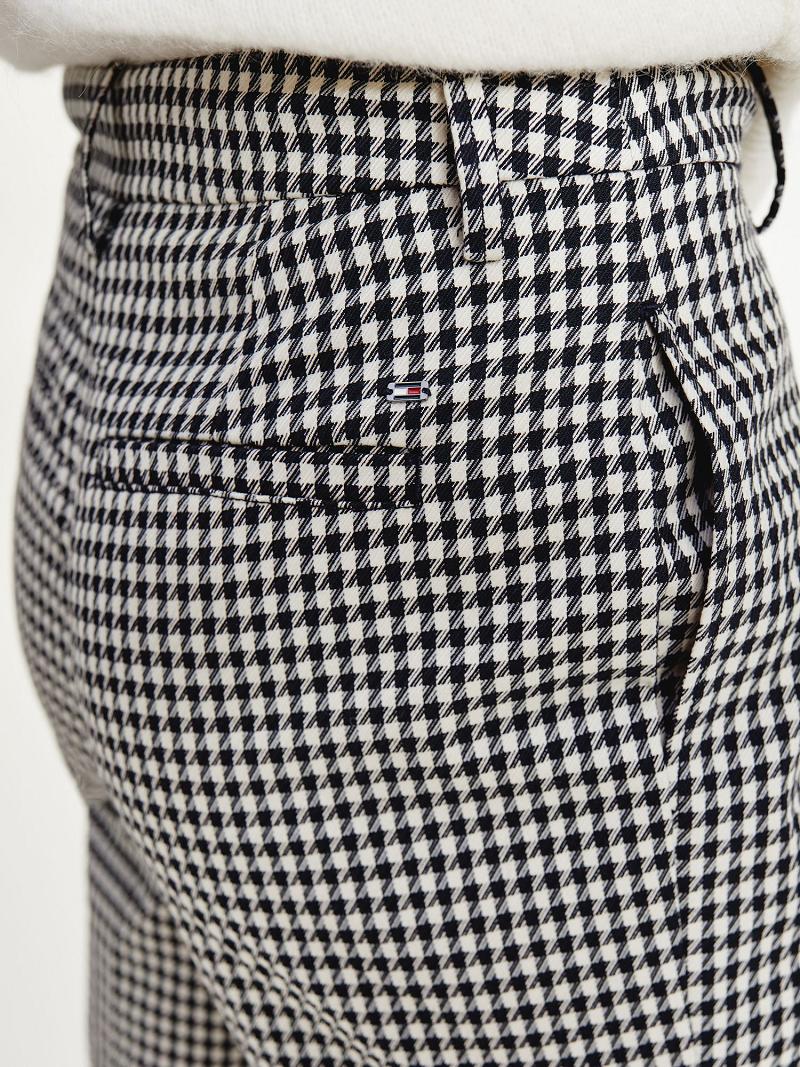 Női Tommy Hilfiger Tapered Houndstooth Nadrág Fekete | HU 257HAP